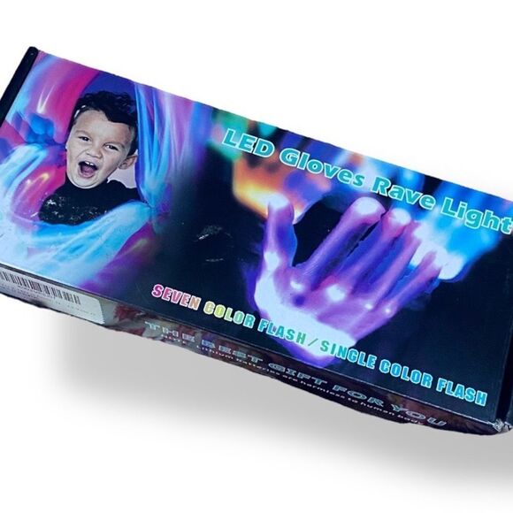 LED Light Up Rave Gloves 7 Different Light Patterns For Dancing/Lightshows - Picture 1 of 11